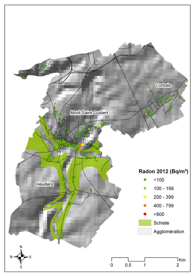 radon   plan de Mont Saint Guibert